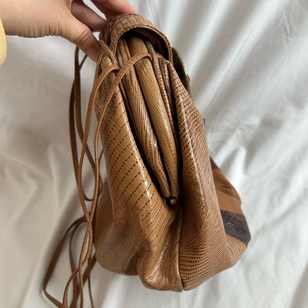 Vintage Sharif Drawstring Leather Patchwork Boho … - image 5